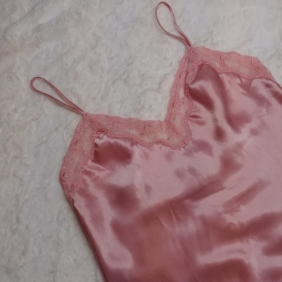 Vintage Pink Satin Slip Nightie nightgown lingerie - Picture 3 of 5